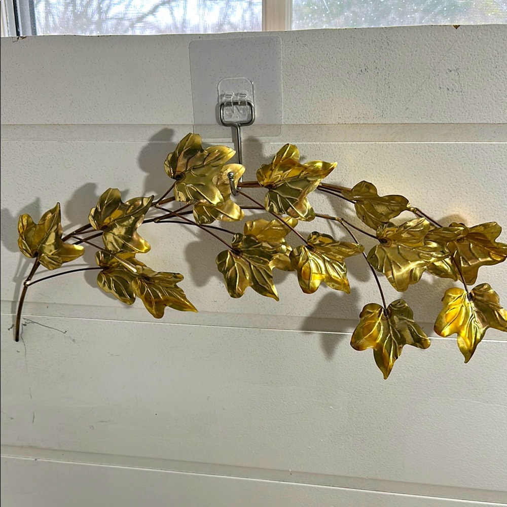 Vintage brass & mixed metal Gold Leaf wall swag